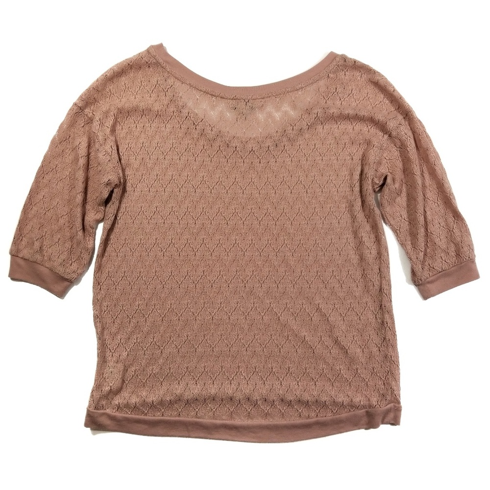 Decree Pink Dusty Rose Lace 3/4 Sleeve Top Large - Picture 2 of 4